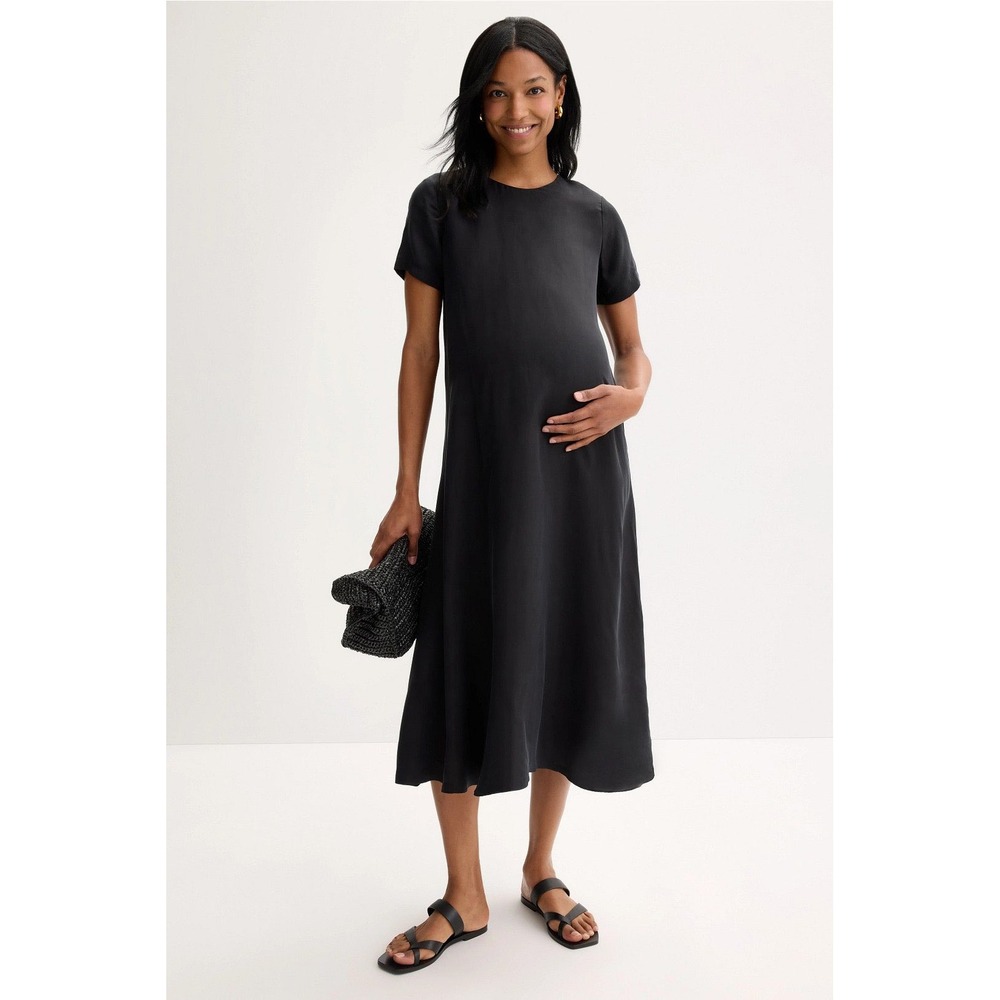 Hatch Maternity James Dress Black Short Sleeve Midi A-Line Size 4